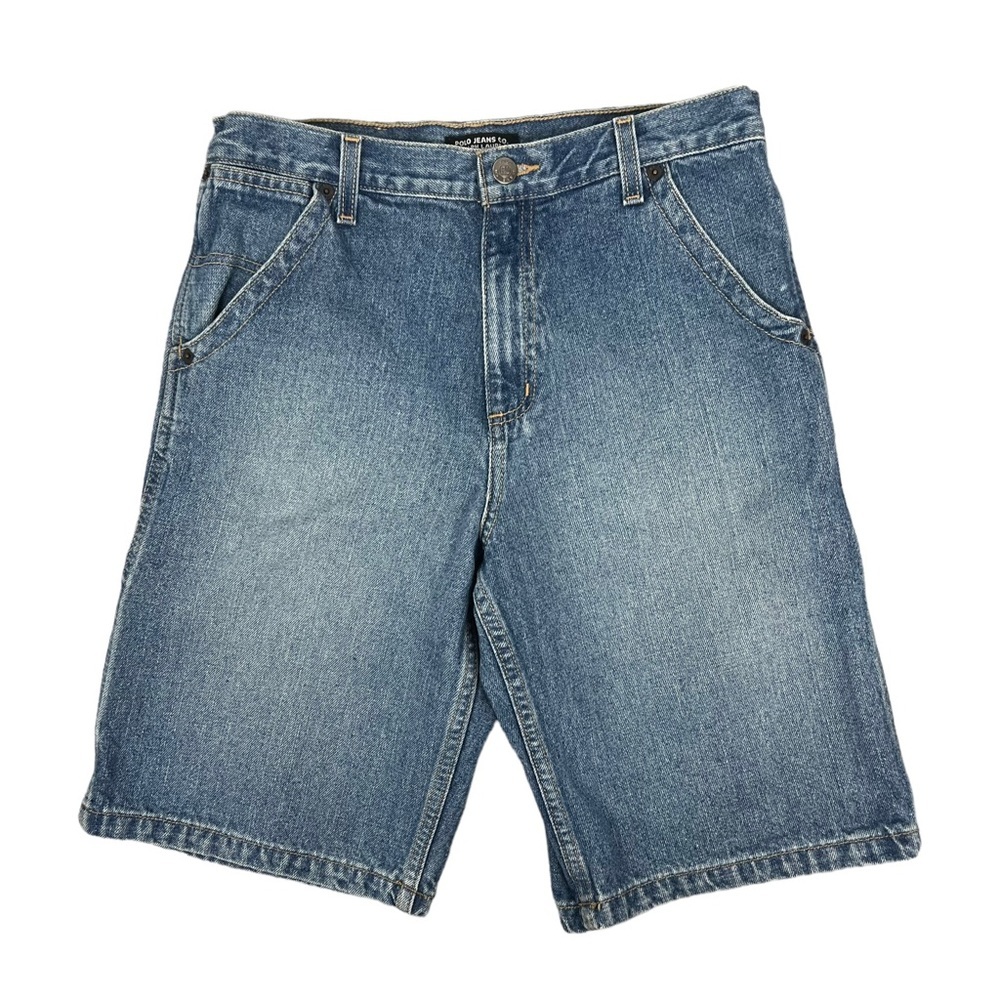Vtg Y2K Polo Jeans Company Cargo Carpenter Denim Shorts Sz 28 X 9